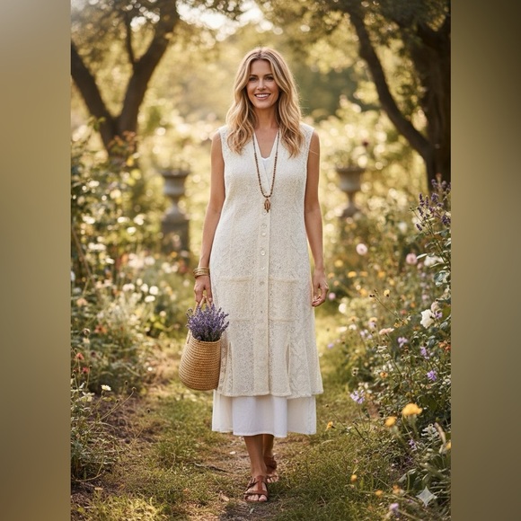 APRIL CORNELL Cotton Lace Sleeveless Tunic | XL - Picture 9 of 9